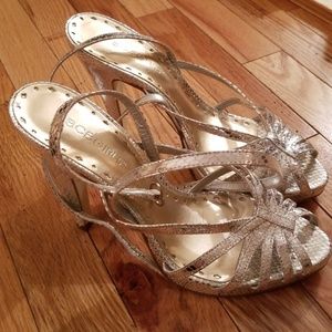 BCBG Strappy Vintage Silver Heels